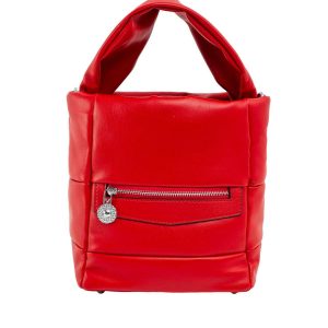 Red eco-leather handbag with handle