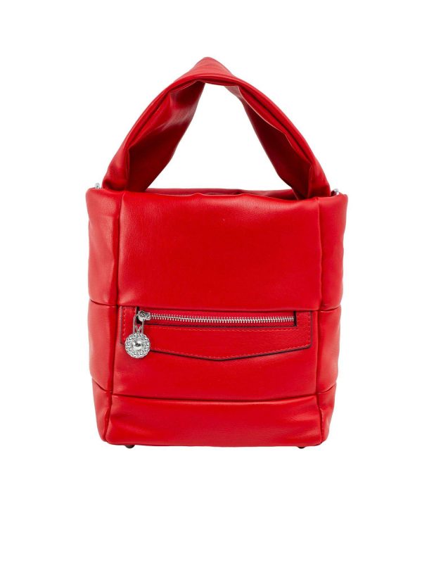 Red eco-leather handbag with handle