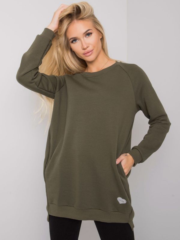 Khaki cotton sweatshirt with pockets Candri RUE PARIS