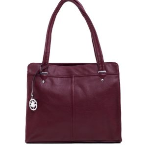 Burgundy eco-leather city bag