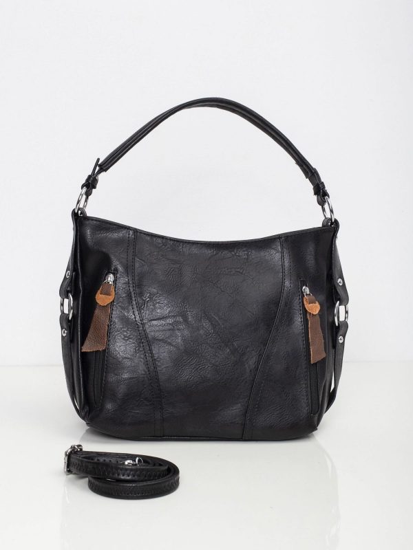 Black City Bag with Detachable Strap