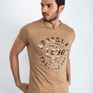 Dark Beige Men's College T-Shirt