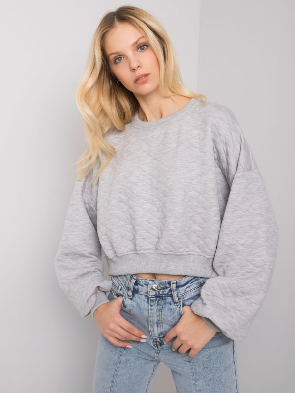 Grey Crystal quilting sweatshirt