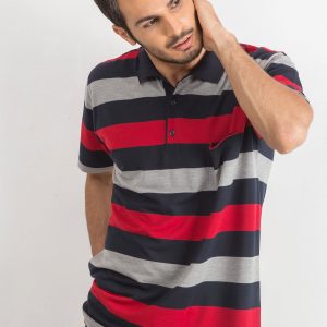 Navy Blue Red Men's Scouring Polo Shirt