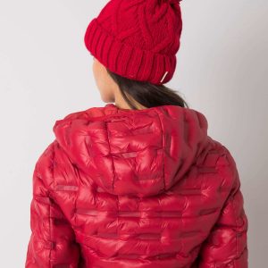 Red winter hat with pompom