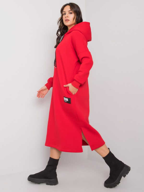 Emrie Red Hooded Sweatshirt Dress