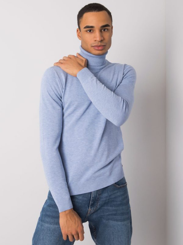 Blue melange men's turtleneck sweater Cornell LIWALI