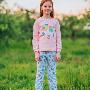 Pale Pink Pyjamas for Girl with Print