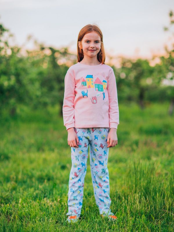 Pale Pink Pyjamas for Girl with Print