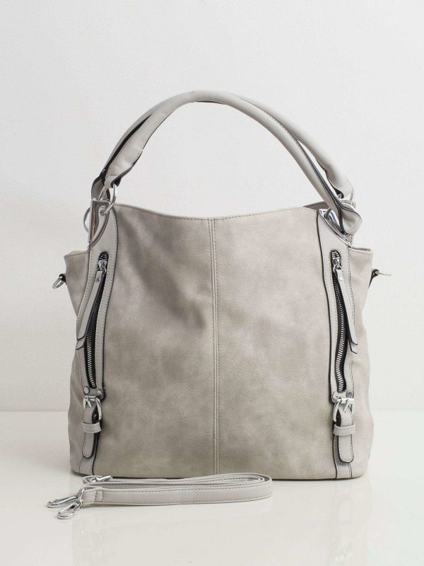 Grey eco-leather city bag