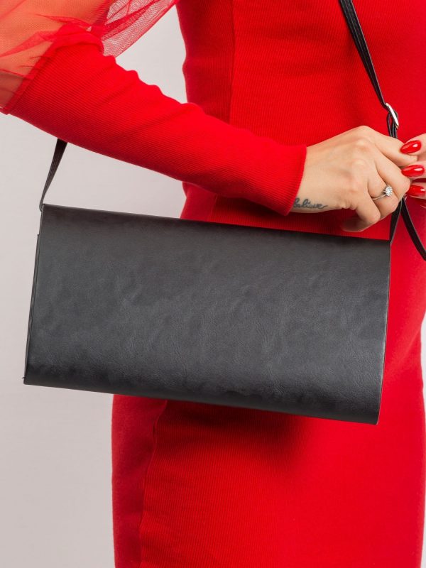 Black dull eco leather clutch bag