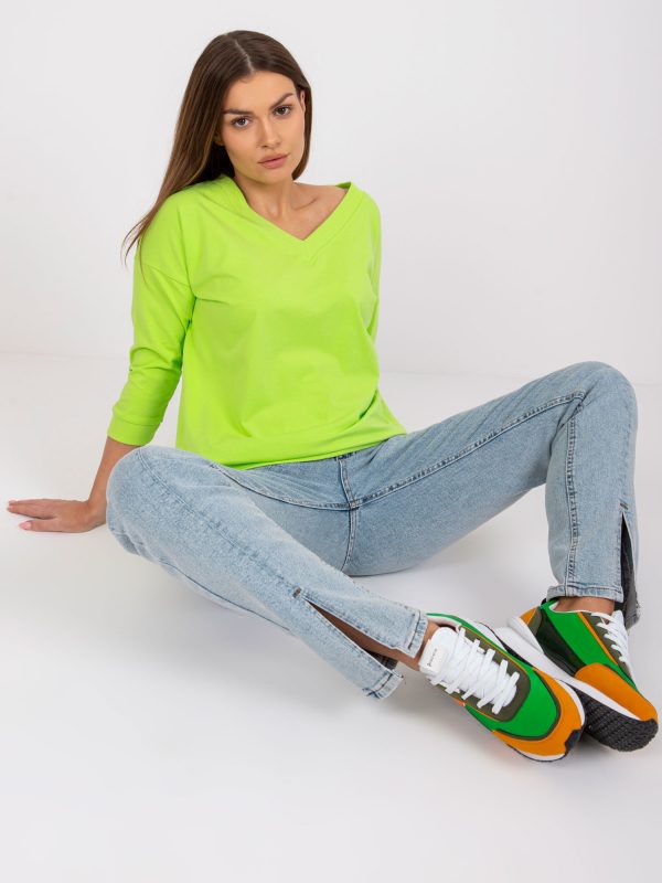 Fluo green blouse basic Oliwia