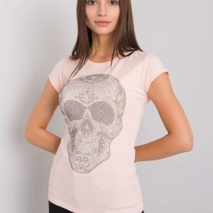 Light pink t-shirt with Skull applique