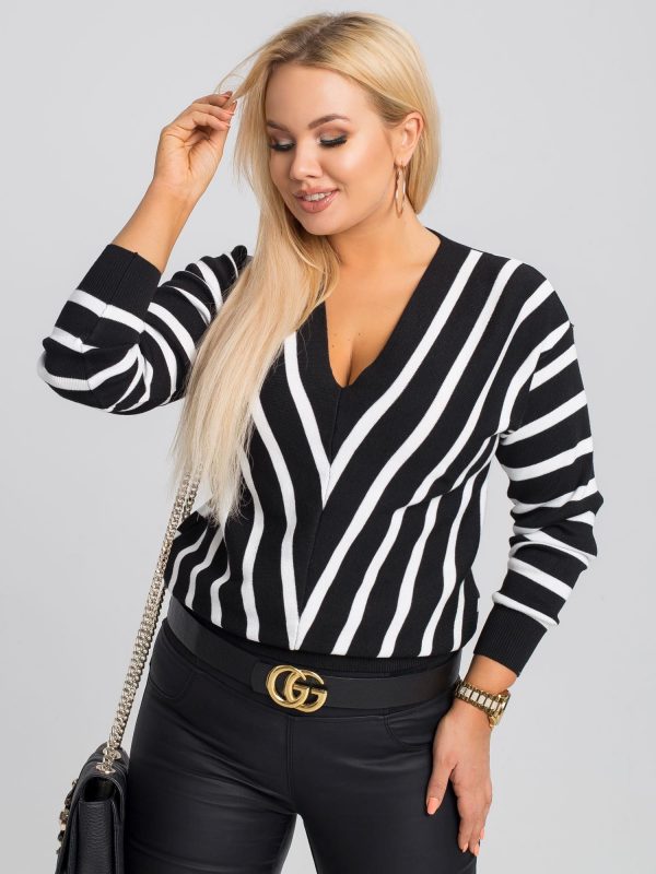 Bertha black and white plus size sweater