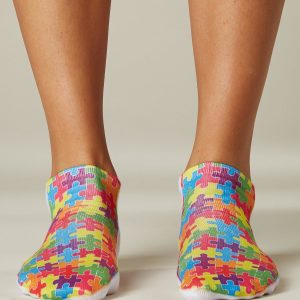 Women's Short Socks with Jigsaw Puzzle Print