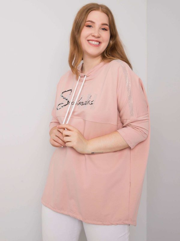 Dirty pink plus size blouse with Ornella rhinestones