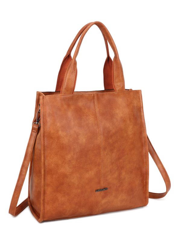 Light brown eco-leather city bag LUIGISANTO