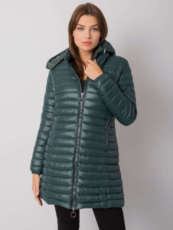 Dark green quilted jacket with hood Annerly