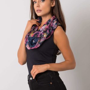 Navy blue and pink patterned viscose wrap