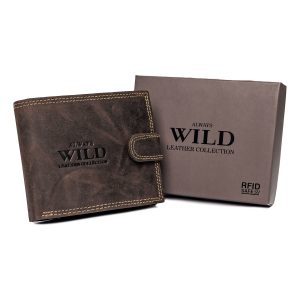 Brown oblong men's wallet with clasp