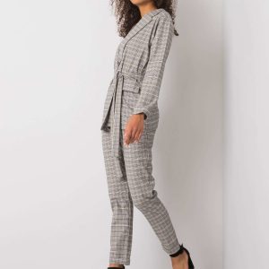 Grey-beige checked jacket Saskia