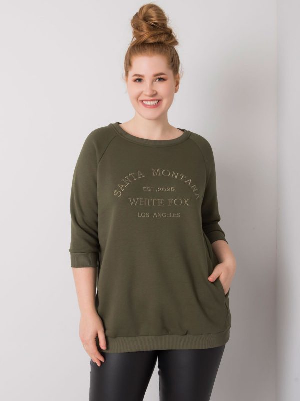 Khaki Vincente Hooded Plus Size Sweatshirt