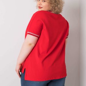 Red plus size blouse with Billi applique