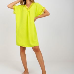 Lime Oversize Dress with Viscose