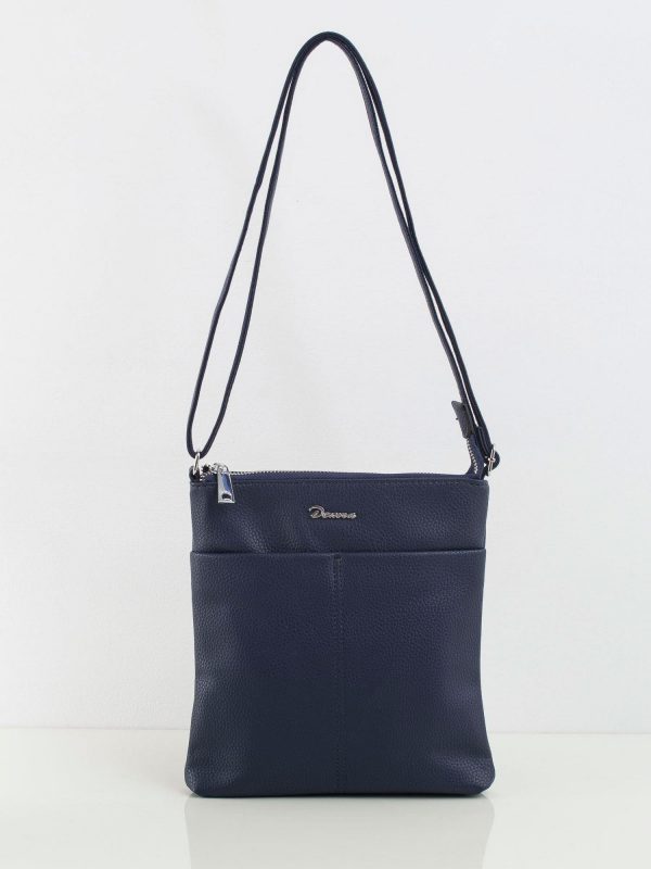 Navy blue leatherette handbag