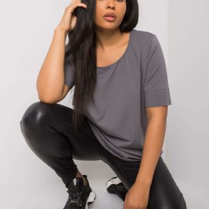 Dark Grey Plus Size Cotton T-Shirt Missy