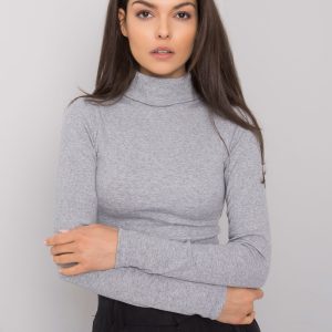 Grey melange blouse with turtleneck Elisee RUE PARIS