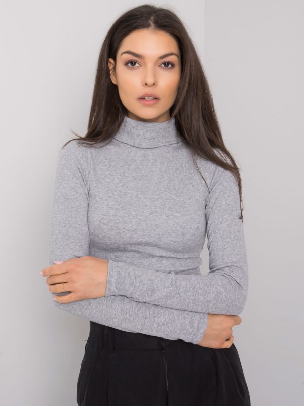 Grey melange blouse with turtleneck Elisee RUE PARIS