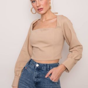 Beige blouse with neck on the back BSL