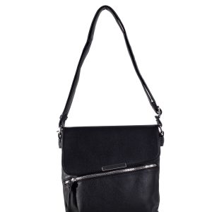 Black shoulder bag with adjustable strap