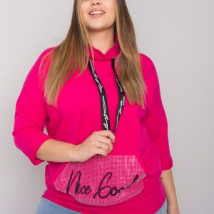 Fuchsia plus size blouse with Crystal rhinestones