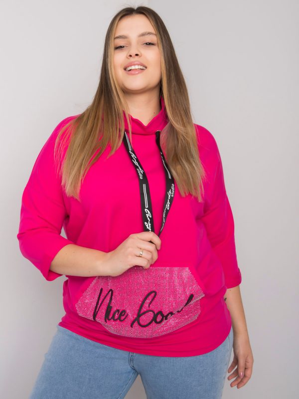 Fuchsia plus size blouse with Crystal rhinestones