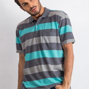 Grey Turquoise Men's Scouring Polo Shirt