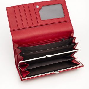 Red longitudinal eco-leather wallet