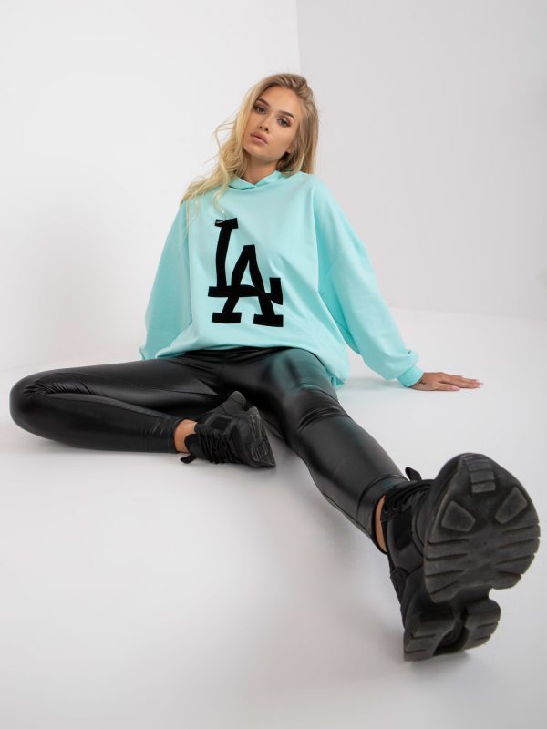 Light Blue Sweatshirt Hooded Long Sleeve