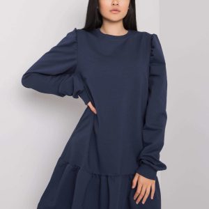 Navy blue Neah ruffle sweatshirt dress