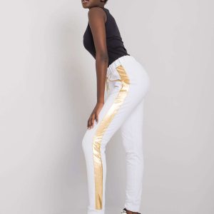 White and gold sweatpants with Ewelyn stripe