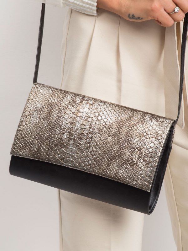 Black and brown clutch bag snake skin