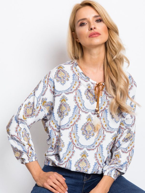 RUE PARIS White and blue blouse Give