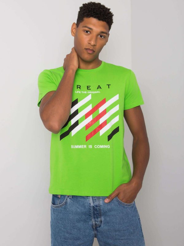 Men's green t-shirt with colorful print Adriel