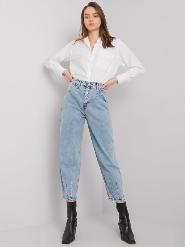 Blue women's mom jeans pants Varenna