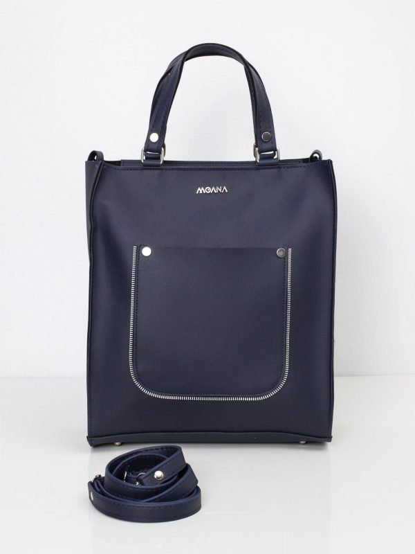 Navy blue women's bag faux leather