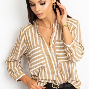 RUE PARIS Beige and white blouse Sienna