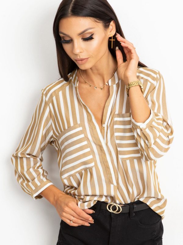 RUE PARIS Beige and white blouse Sienna