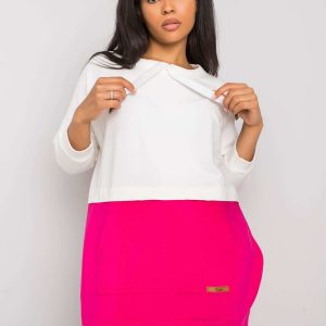 Ecru-fuchsia plus size hoodie Sira