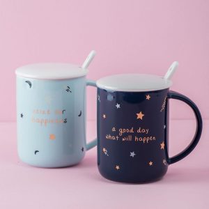 Navy blue mug with print